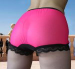 50/60er PIN UP Nylon Panty Hot Pink/Schwarz