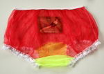 Sissy Nylonh�schen Rot mit Weisser Spitze 3XL