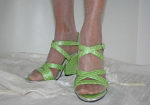 Gr�ne High-Heel-Sandaletten Gr 39
