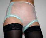 Vintage Style White/Green Sheer Nylon Pin UP Panty