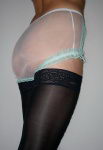 Vintage Style White/Green Sheer Nylon Pin UP Panty