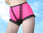 50/60er PIN UP Nylon Panty Pink/Schwarz