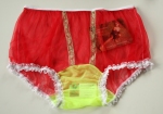 Sissy Nylonh�schen Rot mit Weisser Spitze 3XL