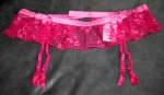 Pink Suspender Belt with 4 Garters Large