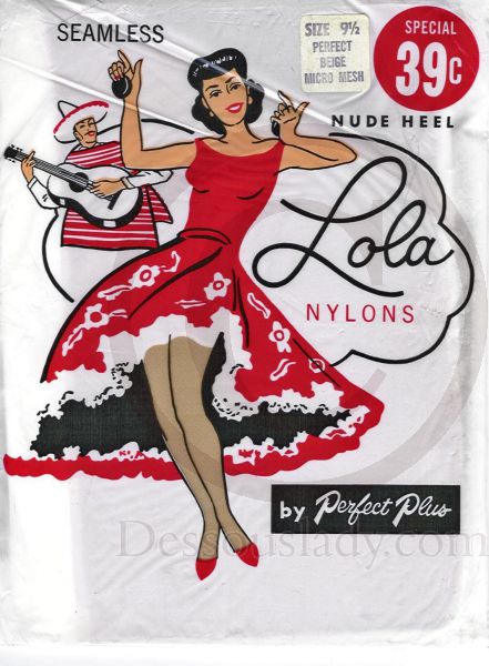 Lola Vintage US-Nylonstrümpfe Nylons Nude Heel 9,5 